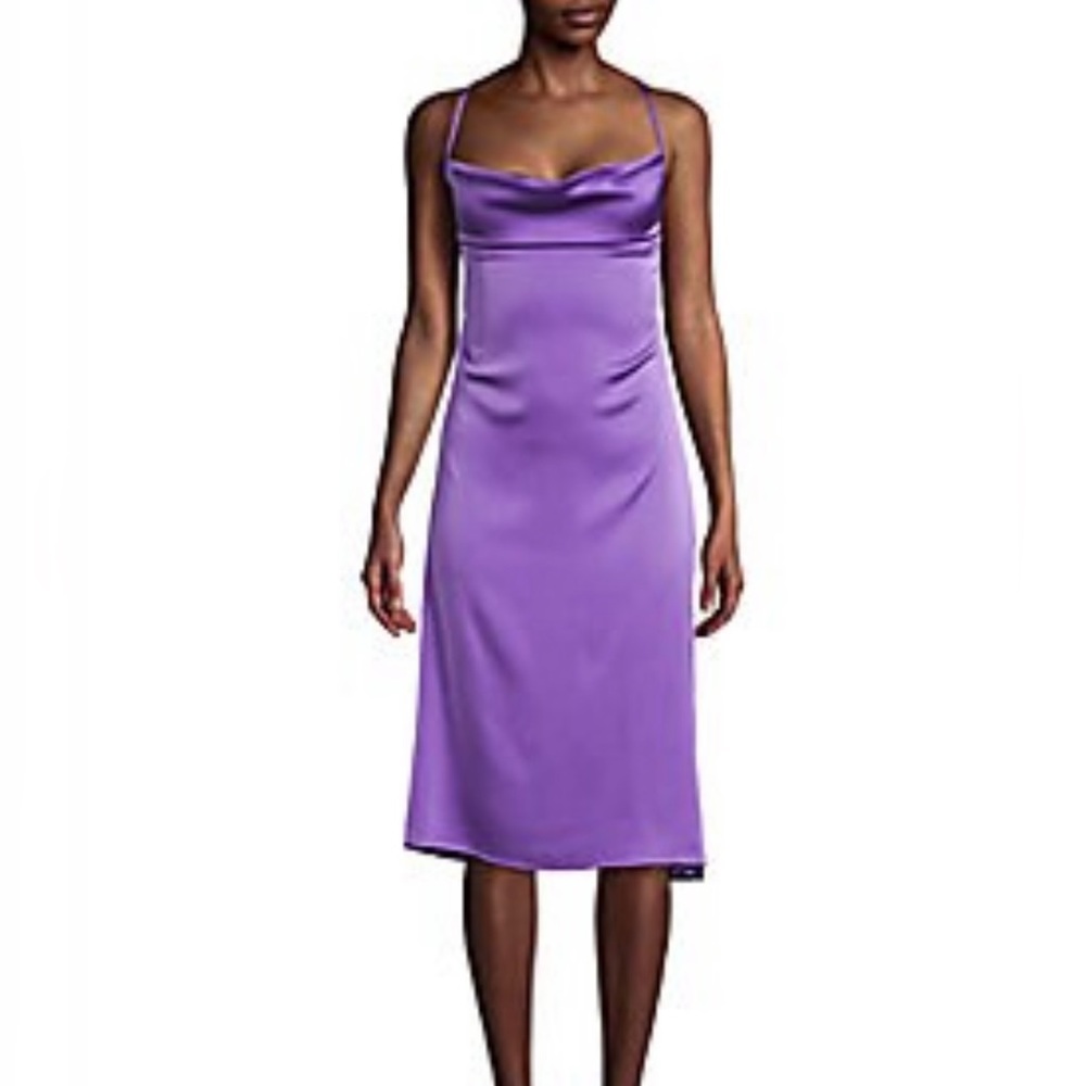 Danielle Bernstein Purple Cowl Tie-Back Slip Dress NWT